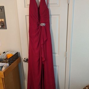 Crimson red ball gown